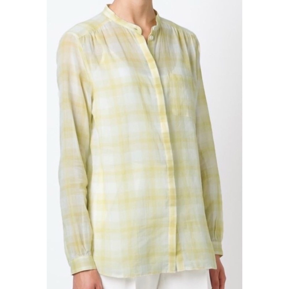 Burberry Plaid Long Sleeve Top Yellow